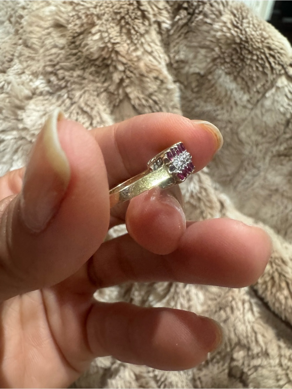 Vintage 10K Gold Ruby & Diamond Band Ring Size 7 Estate Fine Jewelry - Picture 10 of 13
